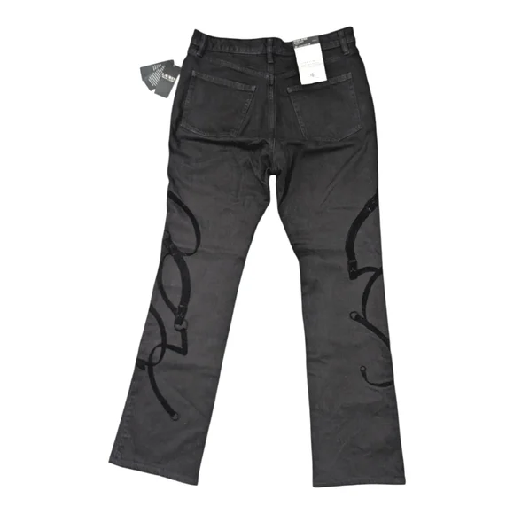 Lauren Ralph Lauren Black Label Horse Bit Flocked Bootcut Denim Size 12 NWT
